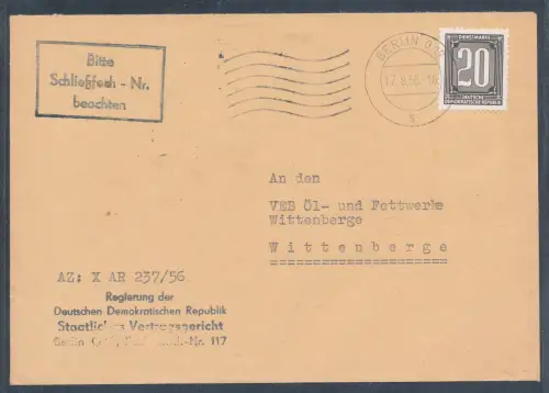 DDR. ZKD-Brief Verwaltungspost A Mi.-Nr. 3 auf Fernbrief gelaufen.