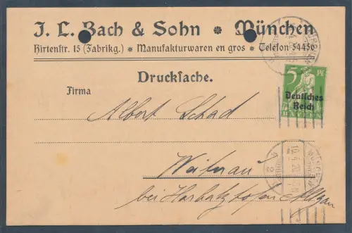 DR. Mi.-Nr. 119 EF. als Drucksache gelaufen , Karte Akten Lochung, Mi. 600 €.