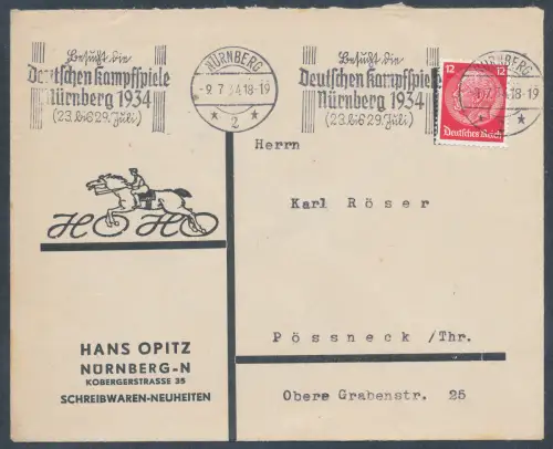 DR., Reklamebrief  Schreibwaren-Neuheiten Hans Opitzt, Nürnberg.