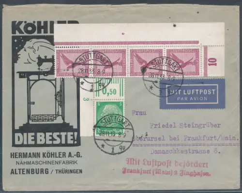 DR., Mi.-Nr. 515 WOR mit DZ. 3 u.a.  auf Reklamebrief gelaufen.