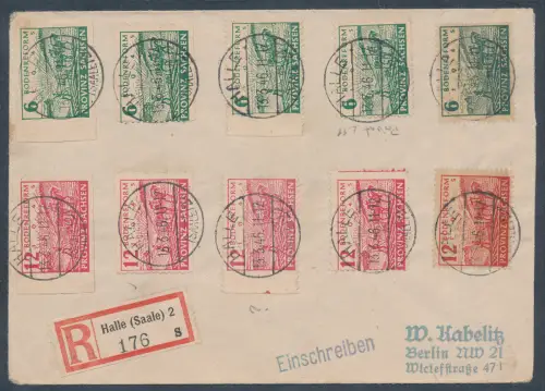 SBZ-Provinz Sachsen R-Fernbrief mit Mi.-Nr. 85-86 Cwa u.a. Befund Dr.Jasch.