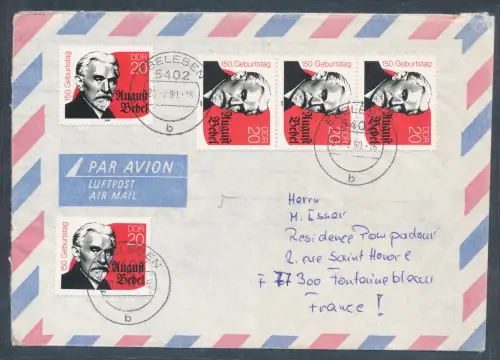 DDR. Luftpost-Auslandbrief mit Me.F. Mi.-Nr. 3310