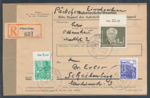 DDR. R,-Päckchenaufschnitt mit Mi.-F. Mi.-Nr. 325 u.a.