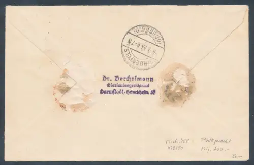 DR., Wertbrief mit Mi.F. Mi.-Nr. 479-481 u.a. 