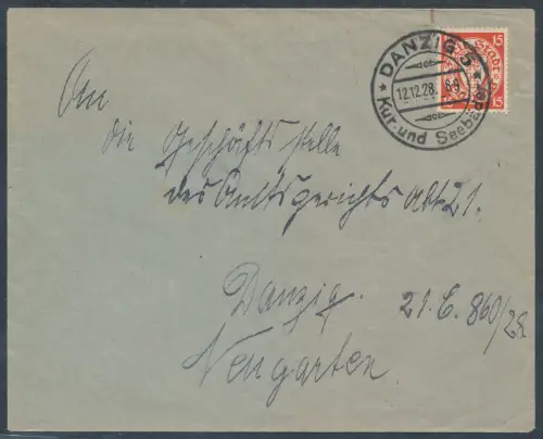 Danzig EF. Mi.-Nr. 214 als Ortsbrief gelaufen.