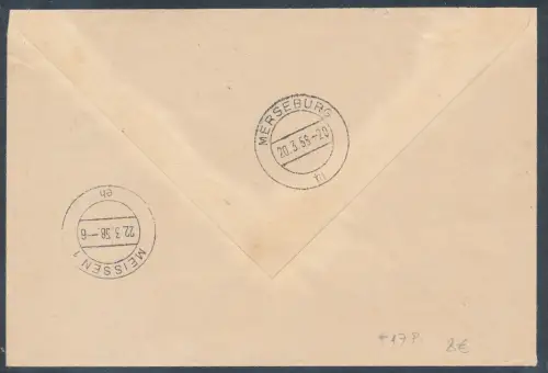 DDR. ZKD-Brief mit  EF. Mi.-Nr. 17 F