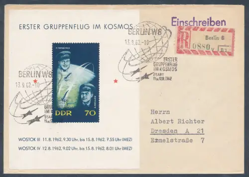 DDR. R.-Fernbrief mit EF. Mi.-Nr. Block 17/FDC.