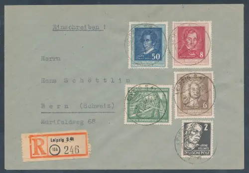 DDR. R.-Auslandbrief mit  Mi.-Nr. 308-310/FDC