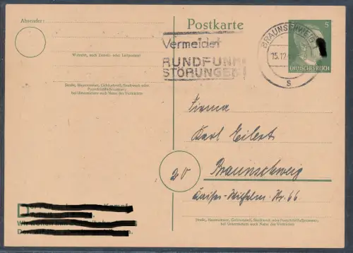 DR., Ganzsache Mi.-Nr. P313 II gelaufen.