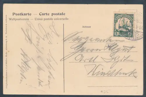 DSWA. EF, Mi.-Nr. 25 auf Ansichtskarte von Omaruru nach Windhuk gelaufen.