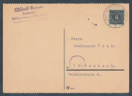 SBZ. MVP. EF. Mi.-Nr. 8 auf Fernkarte gelaufen.