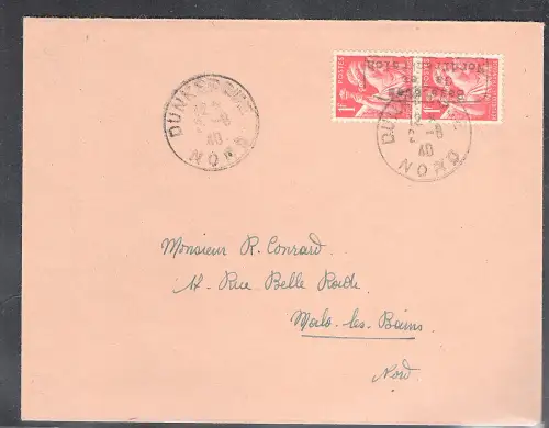 Dt.Besetzung 2.WK. Frankreich, Dünkirchen Mi.-Nr. 21 I auf Brief  mit Ak.-St.