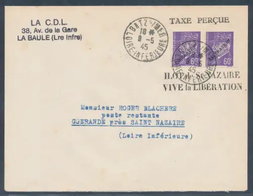 Dt.Besetzung 2.WK. Frankreich, St-Nazaire Me.F. Mi.-Nr. 516 "Liberation".