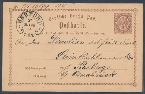 DR. Groschen Ganzsache Mit Hufeisenstempel Herford