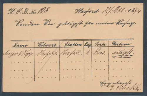 DR. Groschen Ganzsache Mit Hufeisenstempel Herford