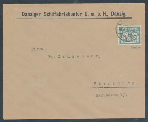 Danzig, Firmenbrief mit EF. Mi.-Nr. 153, Infla geprüft.