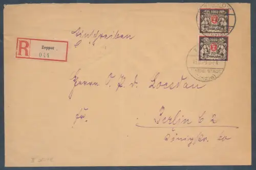 Danzig, Fernbrief mit Me.F. Mi.-Nr. 145 mit Ak.-St.