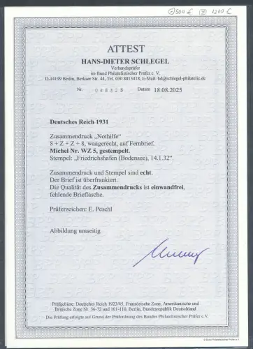 DR. Mi.-Nr. WZ  5 auf Fernbrief, FA. SchlegelBPP.