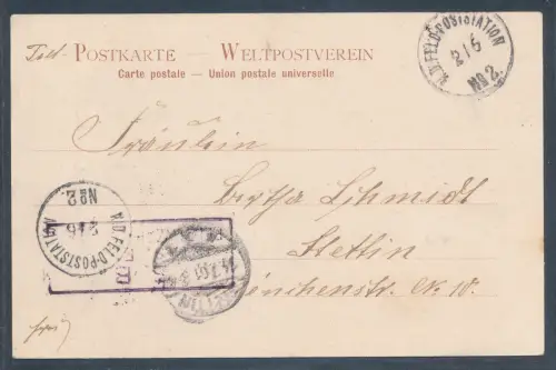 Dt. Post in China Feldpostkarte K.D.Feld-Poststation No. 2.