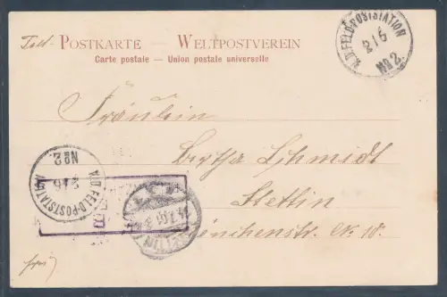 Dt. Post in China Feldpostkarte K.D.Feld-Poststation No. 2.