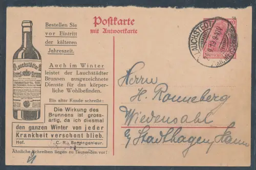 DR.  10 Pf. Germania Ganzsache mit Werbe Zudruck.