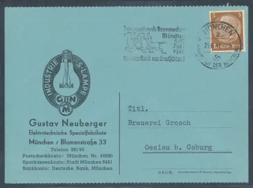 DR. Reklamekarte Industrie Lampe, gustav Neuberger München.