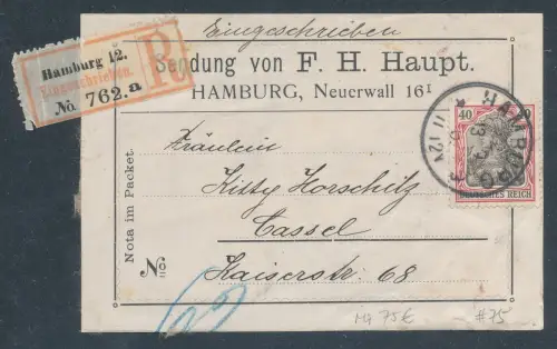 DR.   Mi.-Nr. P 75 auf R.-Päckchenadresse