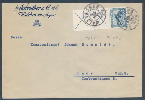 DR.  Mi.-Nr.  Wz 1.2 auf Fernbrief