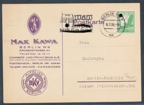 DR. Reklamekarte Max Kawa Berlin