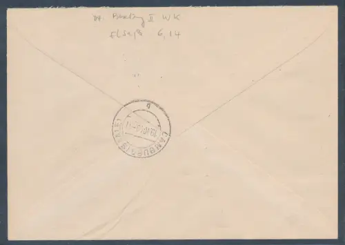 Dt. Besetzung 2. WK., Elsaß, R.-Fernbrief Mi.F. Mi.-Nr. 6 + 14, mit Notstempel