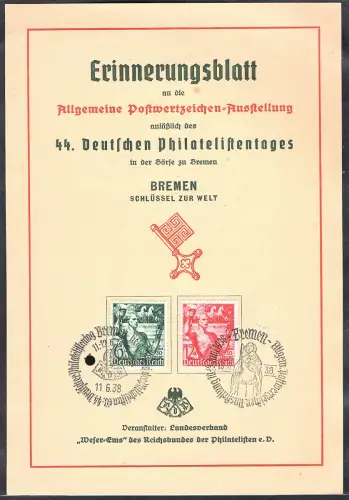DR. Gedenkblatt 44. DEutschen Philatelistentages mit Mi.-Nr. 660-661