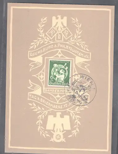 DR. Gedenkblatt Tag der Briefmarke 1941 mit Mi.-Nr.762