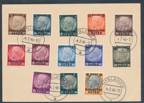 Dt.Besetzung 2.WK,, Ostland Mi.-Nr  1-13 auf Karte gestempelt.