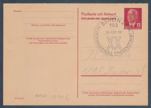 DDR. Ganzsache Mi.-Nr. P 65 gestempelt.