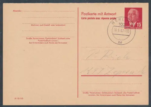 DDR. Ganzsache Mi.-Nr. P 65 gestempelt.