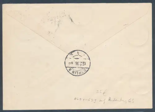 DR.  Satzbrief  Mi.-Nr. 651 - 659 auf Hindenburg Ganzsache gelaufen.