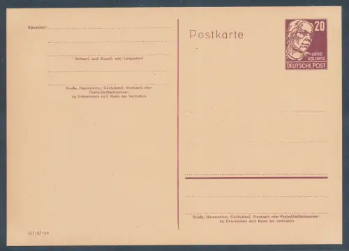 DDR. Ganzsache Mi.-Nr. P 44 ungebraucht.