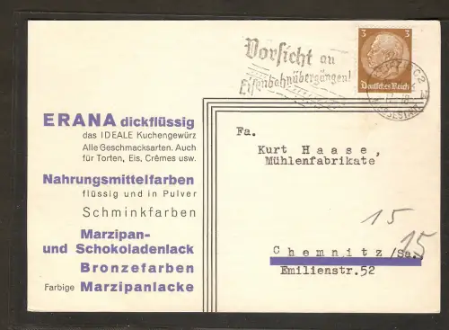 DR. Reklame-Karte, Erana, Nahrungsmittelfarben, Scholtze & Winkler, Leipzig