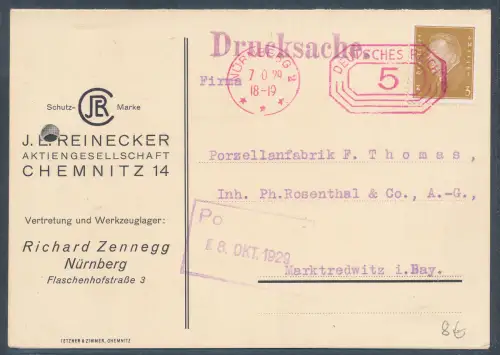 DR., Reklame-Karte Werkzeuglager Reinecker Chemnitz mit AFS.