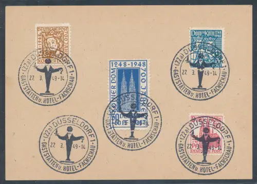 Bizone Mi.-Nr. 69-72 auf Postkarte mit SSt.