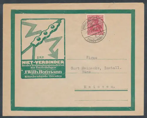 DR. Reklame-Brief Niet-Verbinder Hoffmann Kötzschenbroda-Dresden .