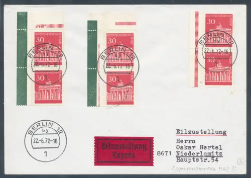 Berlin Eilbote-Fernbrief mit Me.F.  Mi.-Nr. 288 aus MHB. gelaufen.