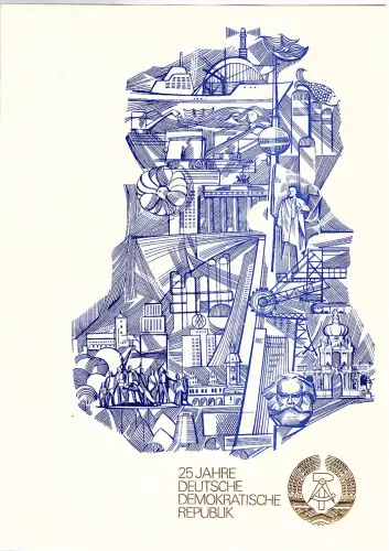 DDR - Gedenkblatt, 25 Jahre DDR  A19-1974