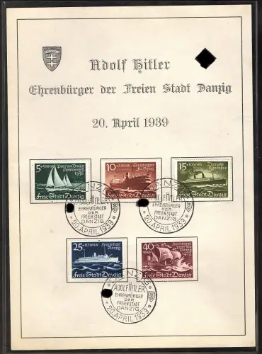 Danzig, Gedenkblatt mit Mi.-Nr. 284-288