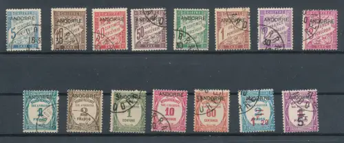 Andorra  Mi.-Nr. P 1 - 15 gestempelt.