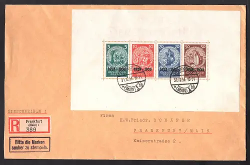 DR. Mi.-Nr. Block  2 Formatverkleinert auf R.-Ortsbrief gelaufen, FA. Schlegel.