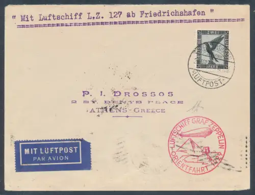 DR. Zeppelin-Brief  Orientfahrt  mit EF. Mi.-Nr. 383