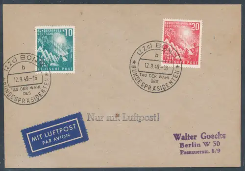 Bund. Mi.-Nr. 111-112 auf Brief mit SSt.