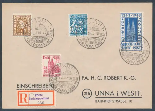 Alliierte Besetzung/Bizone Mi.-Nr. 69-72 Als R.-Fernbrief gelaufen mit AK-St.