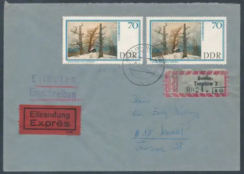 DDR. Me.F. Mi.-Nr. 1267 auf R.-Eilbote-Fernbrief mit Ak.-St.